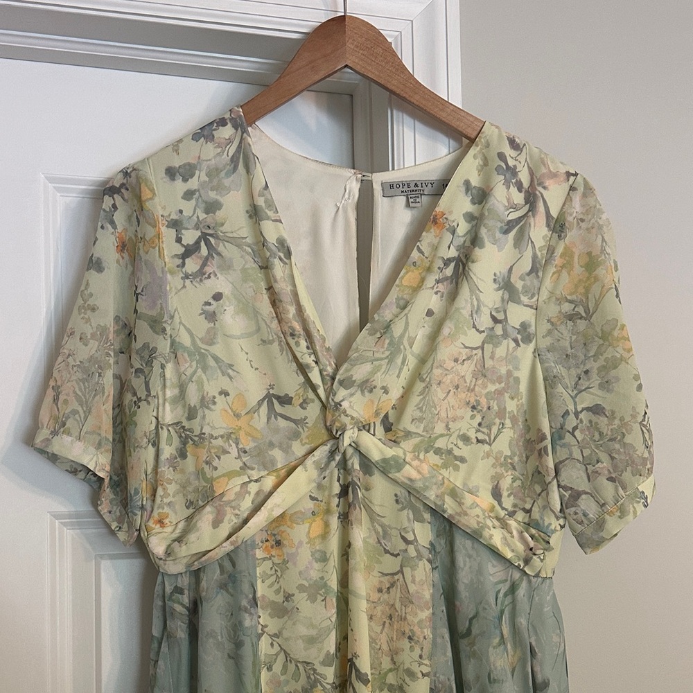 Maternity Floral Knot Front Dress